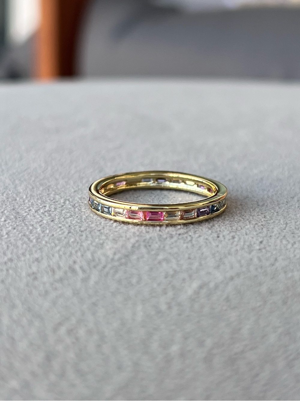 Gold Filled Multi-Color Cubic Zirconia Eternity Band Ring Size 9